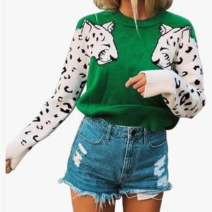 Leopard sleeve sweater